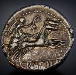 Very Rare roman coin with Gold iridescent patina. Rutilius Flaccus. Cicero'sFriend