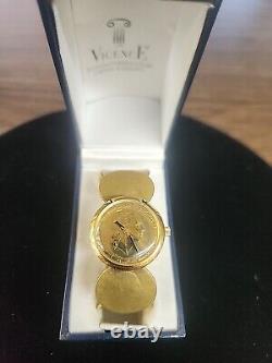 Vicence Italy Womens 14kt Gold Case / 200 Lire Coin Cuff Watch