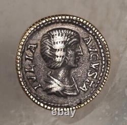 Vintage 14k Yellow Gold Cuff Links with Original Roman Silver Denarius Coins. R
