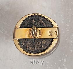 Vintage 14k Yellow Gold Cuff Links with Original Roman Silver Denarius Coins. R