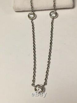 Vintage 18K 750 Italy Roberto coin 3 diamond by Inch White Gold Necklace 0.45ct