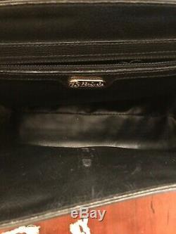 Vintage Authentic FENDI Black Leather Hand Bag Withbrushed Gold Lock- Rare