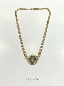 Vintage Bvlgari 18K Yellow Gold Ancient Coin Diamond Monete Necklace