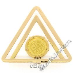 Vintage Bvlgari Bulgari 18K Gold Spanish Escudo Coin Large Triangle Money Clip