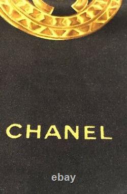Vintage CHANEL CC Gold Black 100% Silk Coin Pearl Chain Shawl Scarf 52 X 52