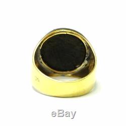Vintage Estate 18K Yellow Gold Ancient ROMAN COIN Men's Signet Ring 12g Size 9.5