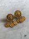 Vintage Fendi Italy Gold Tone Roman Head Coin Dangle Clip On Earrings