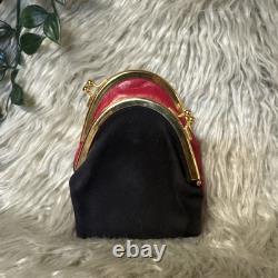Vintage GUCCI Gold Imprint Coin Purse Italy Red & Black Leather Kiss Lock READ