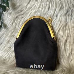 Vintage GUCCI Gold Imprint Coin Purse Italy Red & Black Leather Kiss Lock READ
