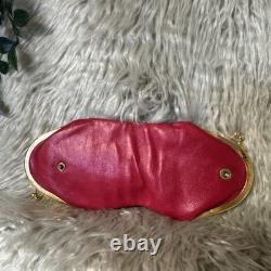 Vintage GUCCI Gold Imprint Coin Purse Italy Red & Black Leather Kiss Lock READ