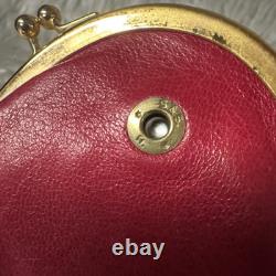 Vintage GUCCI Gold Imprint Coin Purse Italy Red & Black Leather Kiss Lock READ