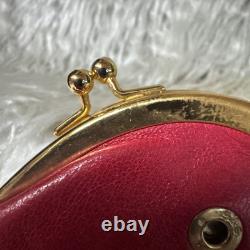 Vintage GUCCI Gold Imprint Coin Purse Italy Red & Black Leather Kiss Lock READ
