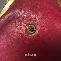 Vintage GUCCI Gold Imprint Coin Purse Italy Red & Black Leather Kiss Lock READ