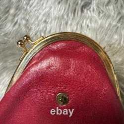 Vintage GUCCI Gold Imprint Coin Purse Italy Red & Black Leather Kiss Lock READ