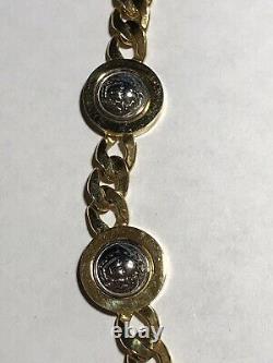 Vintage Gianni Versace Medusa Coin Collar Chain Necklace Gold & Silver 18 1/4