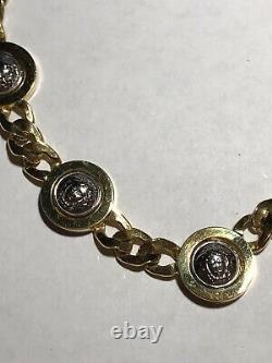 Vintage Gianni Versace Medusa Coin Collar Chain Necklace Gold & Silver 18 1/4