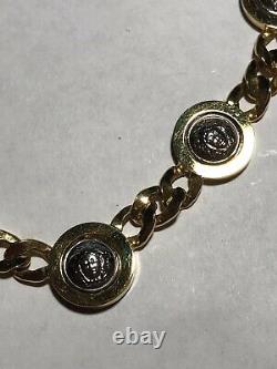 Vintage Gianni Versace Medusa Coin Collar Chain Necklace Gold & Silver 18 1/4