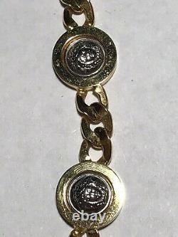 Vintage Gianni Versace Medusa Coin Collar Chain Necklace Gold & Silver 18 1/4