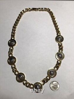 Vintage Gianni Versace Medusa Coin Collar Chain Necklace Gold & Silver 18 1/4