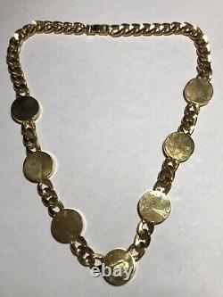 Vintage Gianni Versace Medusa Coin Collar Chain Necklace Gold & Silver 18 1/4