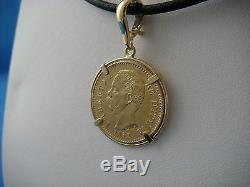 Vintage, Gold Coin Circa 1882 Italy, Set In 18k Gold Coin Holder 8.4 Grams