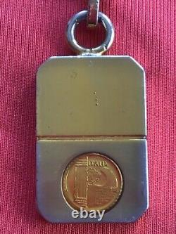 Vintage Key Chain with solid gold coin 8 Karat from Italy length 3.8 inches