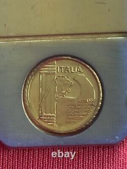 Vintage Key Chain with solid gold coin 8 Karat from Italy length 3.8 inches