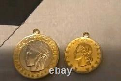 Vintage Milor GOLD & Silver 1000 Lire 1997 Coin Italian Pendant Made in Italy