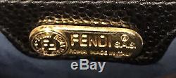 Vintage RARE Fendi Black Leather Gold Tone Horoscope Coin Cross Body Purse Bag