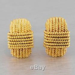 Vintage Roberto Coin 18k Solid Yellow Gold Rope Clip-On J-Hoop Earrings 13.2g