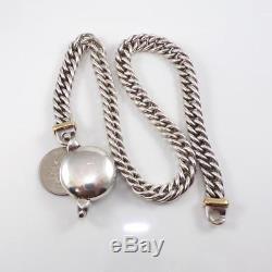Vintage Sterling Silver 18K Gold Ancient Italy Coin Chain Necklace 16.5 LDF3