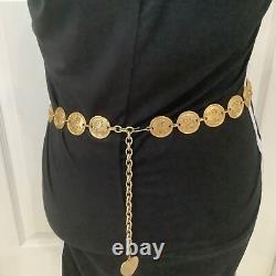 Vintage, gold coin, heart chain style belt, made in Italy