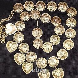 Vintage, gold coin, heart chain style belt, made in Italy
