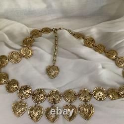 Vintage, gold coin, heart chain style belt, made in Italy