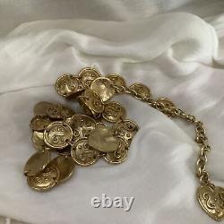 Vintage, gold coin, heart chain style belt, made in Italy