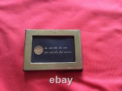 Vintage solid gold COIN 8K miniature in brass frame Pope Joannes XXIII special
