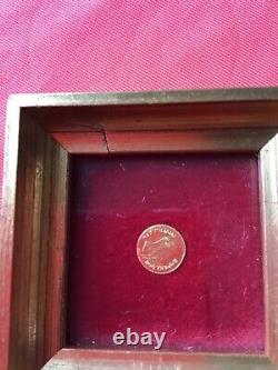 Vintage solid gold COIN 8K miniature in wood frame Maximilano Emperador