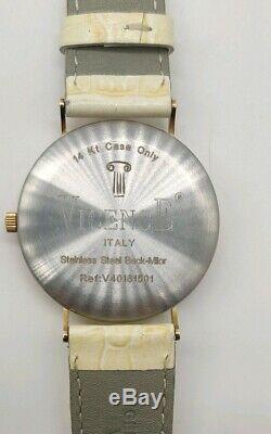 Vtg Vicence Italy 14k Gold Case Milor Repubblica Italiana Coin Watch LeatherBand