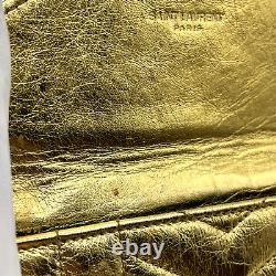 YSL Purse Gold Leather Card Wallet Yves Saint Laurent Cassandra Auth from Japan