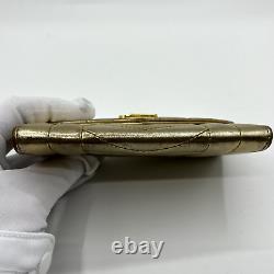 YSL Purse Gold Leather Card Wallet Yves Saint Laurent Cassandra Auth from Japan