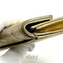 YSL Purse Gold Leather Card Wallet Yves Saint Laurent Cassandra Auth from Japan