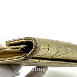 YSL Purse Gold Leather Card Wallet Yves Saint Laurent Cassandra Auth from Japan