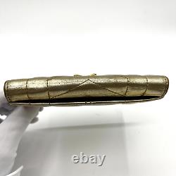 YSL Purse Gold Leather Card Wallet Yves Saint Laurent Cassandra Auth from Japan