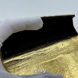 YSL Purse Gold Leather Card Wallet Yves Saint Laurent Cassandra Auth from Japan