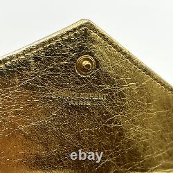 YSL Purse Gold Leather Card Wallet Yves Saint Laurent Cassandra Auth from Japan