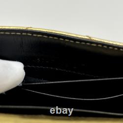 YSL Purse Gold Leather Card Wallet Yves Saint Laurent Cassandra Auth from Japan