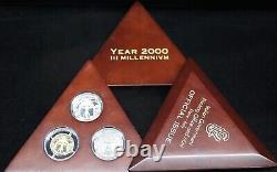 Year 2000 III MILLENIUM, Italian Mint 3-Coin Set. PF Gold, PF Silver & Titanium