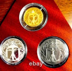 Year 2000 III Millenium, Italian Proof Coin Set. Gold, Silver, & Titanium