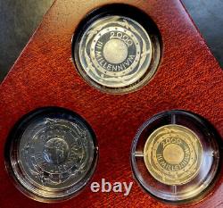 Year 2000 III Millenium, Italian Proof Coin Set. Gold, Silver, & Titanium