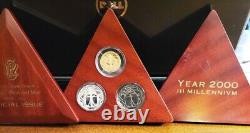 Year 2000 III Millenium, Italian Proof Coin Set. Gold, Silver, & Titanium